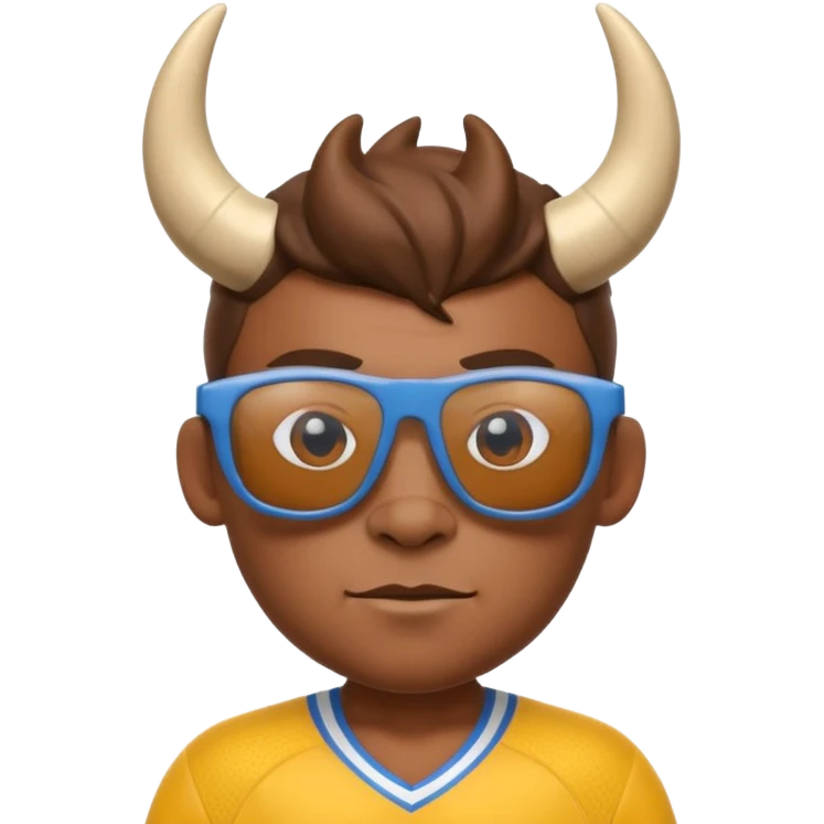 3D cartoon horned character portrait, wearing sunglasses, sports jersey, centered, clean background, no text, no watermark
 emoji