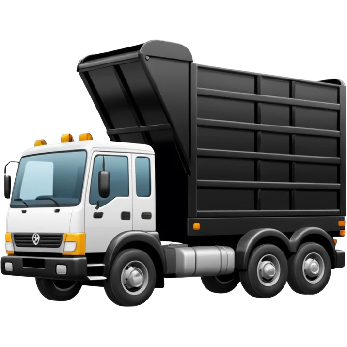 Camión volquete en 2d, en blanco y negro y descargando la carga emoji