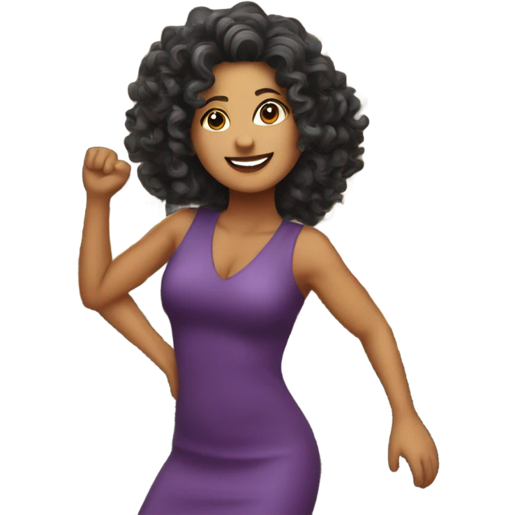 Hispanic 48 year old women with curly hair dancing at a bar emoji
