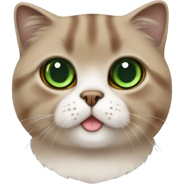 Brown scottish fold cat with green eyes  emoji