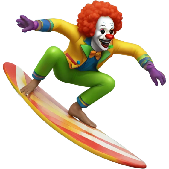 Clown surfing emoji