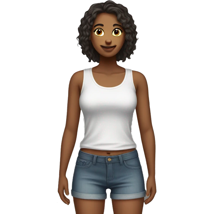 Es una chica que tiene un shorts  emoji
