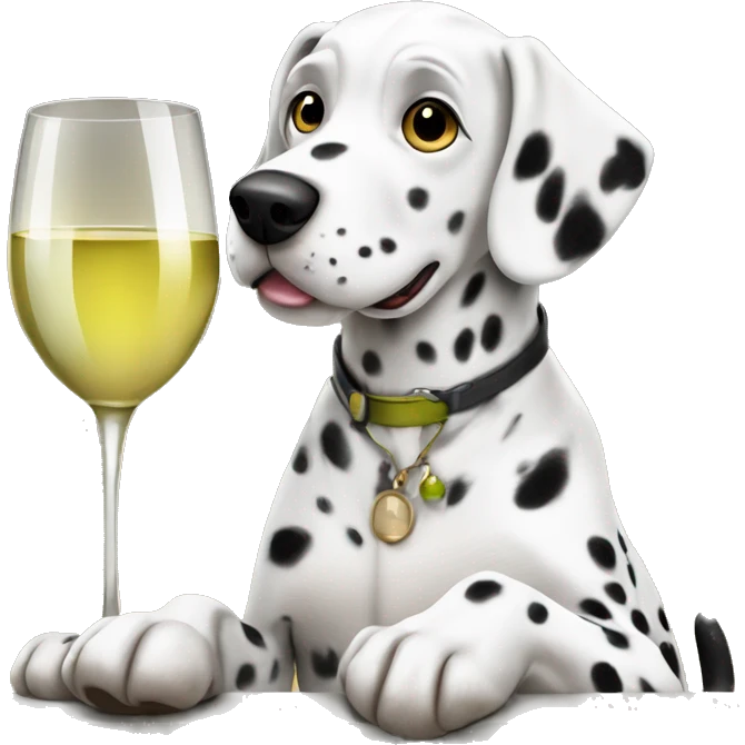 Dalmatian dog drinking white wine emoji
