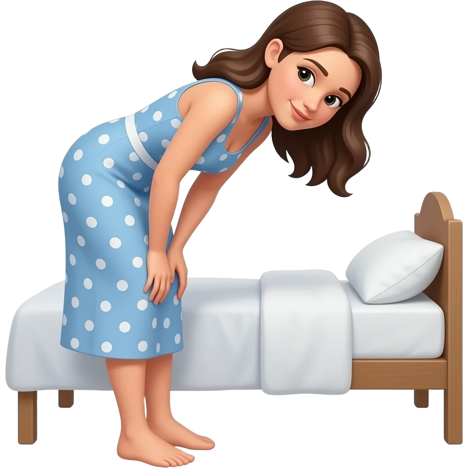 woman bent over standing by bed emoji
