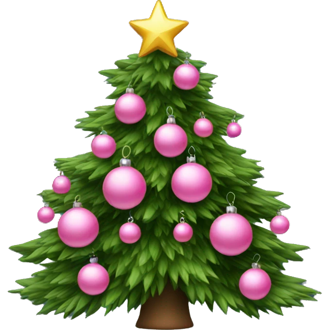 christmas tree with pink ornaments emoji