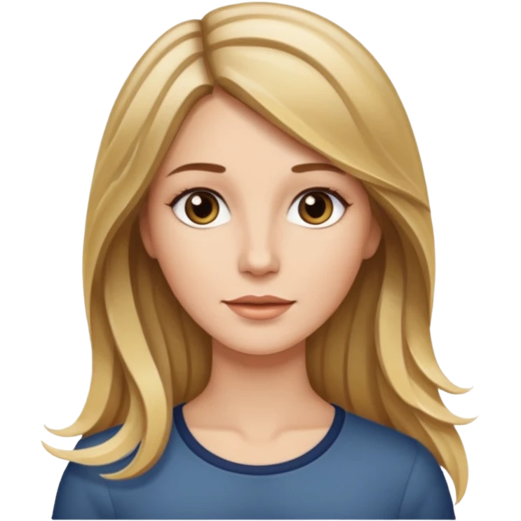 Mulher branca, cabelos longos liso com as pontas ondulado castanho com loiro com luzes  emoji