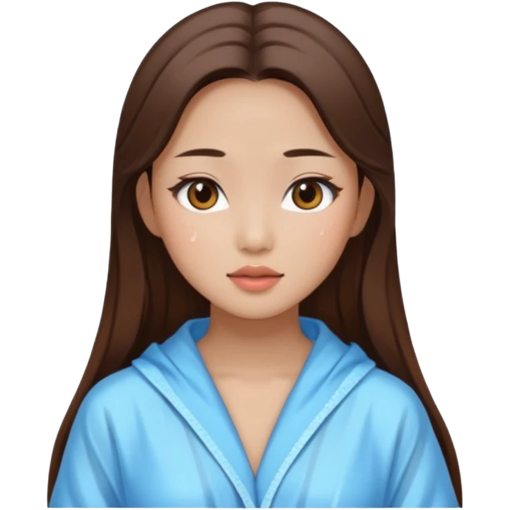 girl aesthetic emoji, asian beautiful make up long brown hair shower clothes emoji