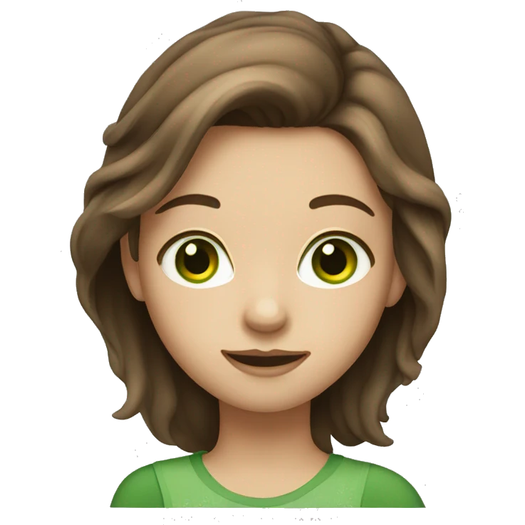 Girl with medium brown hair and green eyes emoji