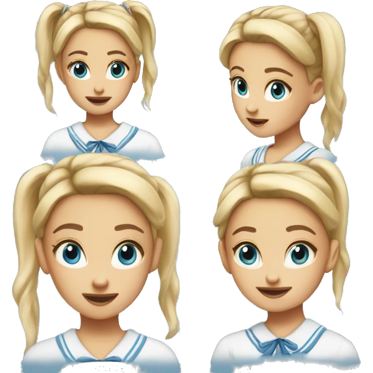 school girl blonde bun 'blue eye' 'meh expression' emoji