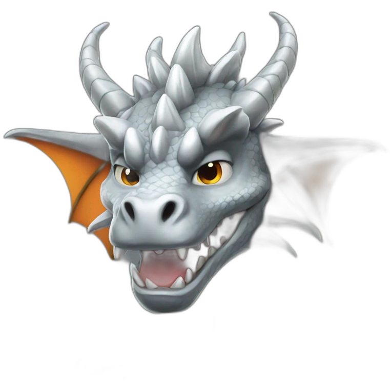 a silver dragon with fire emoji