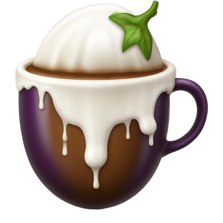 Eggplant emoji dripping milk into coffee emoji emoji
