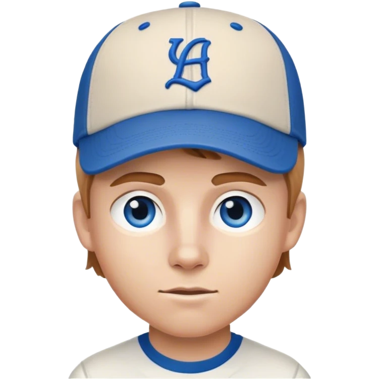 white frat boy with light brown hair blue eyes with baseball cap on emoji