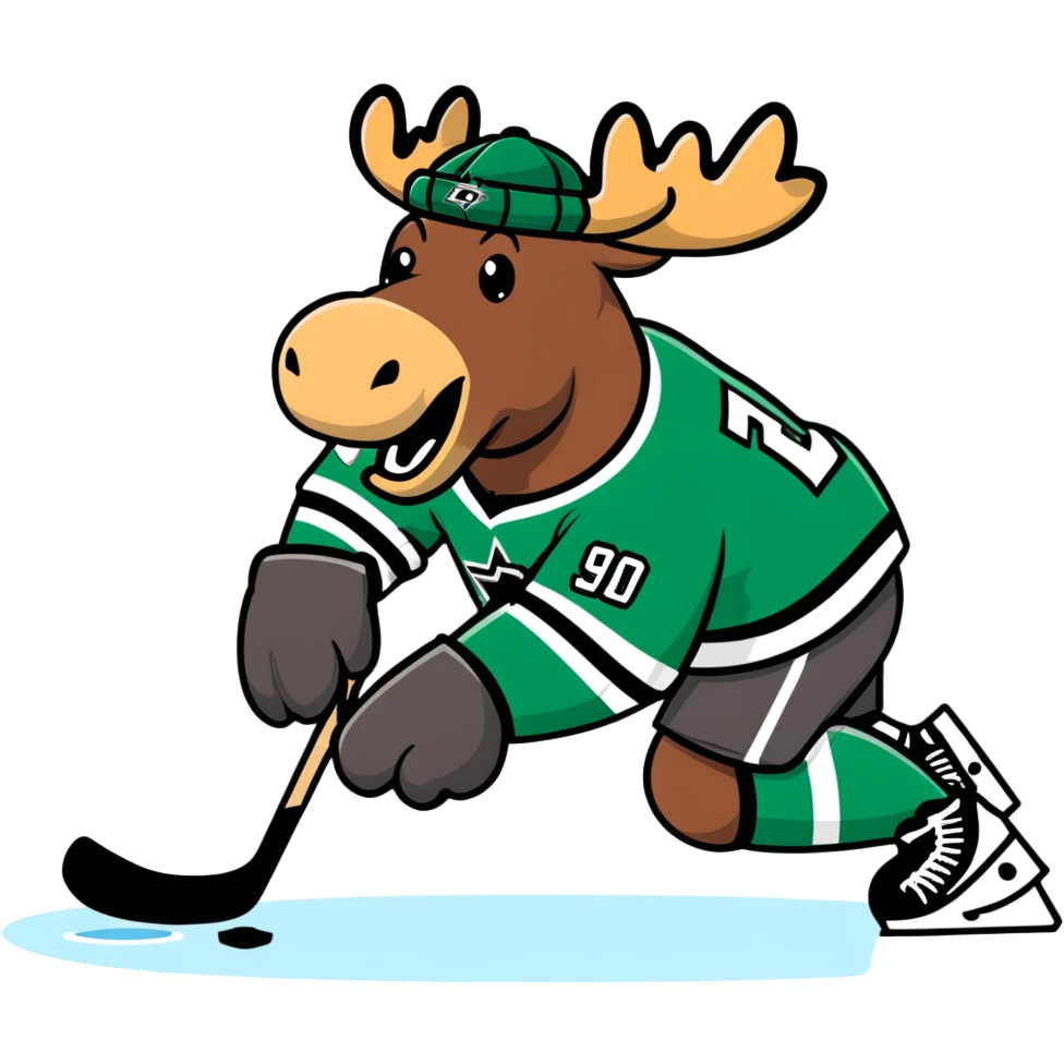 Dallas Stars Moose playing hockey with hats on the ice emoji