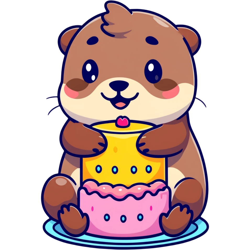 otter hugging pastel jelly cake emoji