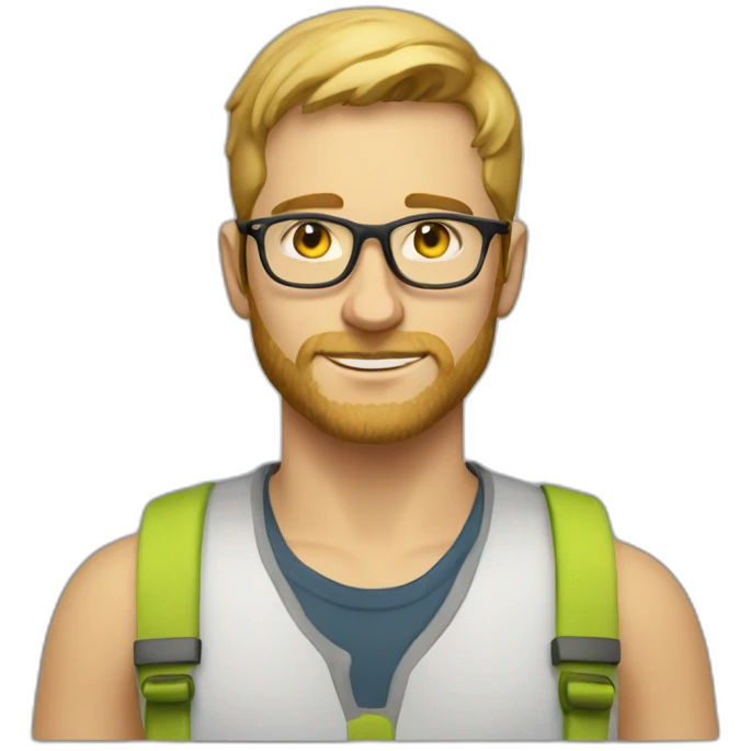 Young white Man, very very slight beard, sun yellow, clothes, clear glasses emoji