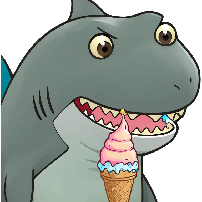 Shark with an ice cream emoji