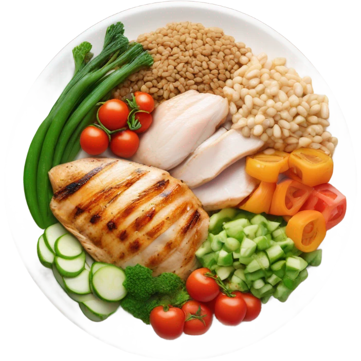 a large white round plate of healthy food emoji