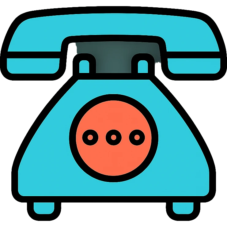 icon of telephone, minimalistic, thin black border outlines, the design uses thin black outlines for a clean and modern look, white background. c0!0r emoji