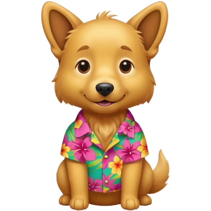Goldern Dog – wearing colorful aloha shirt emoji