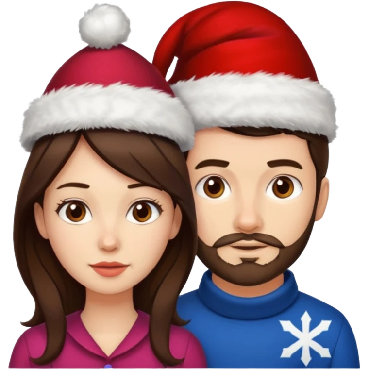 SCOTTISH MAN WITH STUBBLE AND BRUNETTE WOMAN WITH XMAS HAT emoji