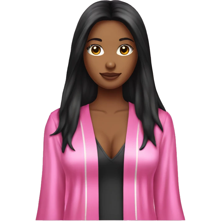 Long Black hair Pink victoria secret robe emoji