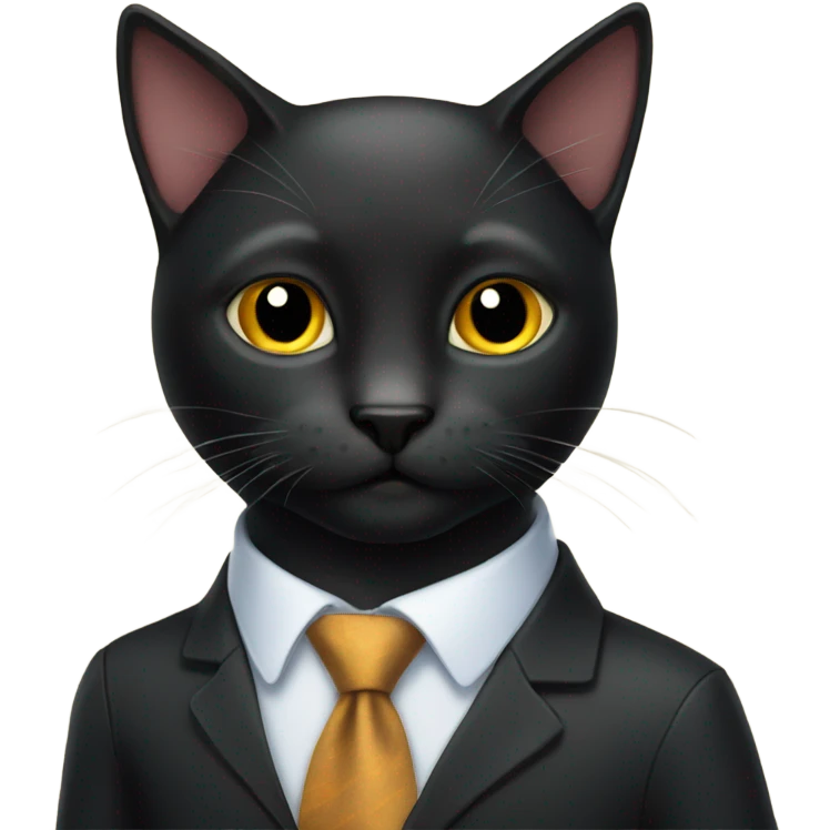 Black cat wearing with a tie emoji