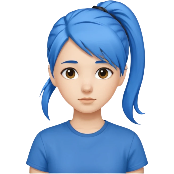 chica con pelo azul colita de costado emoji