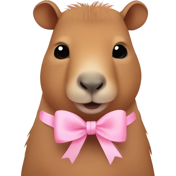capybara with baby pink color  ribbon emoji