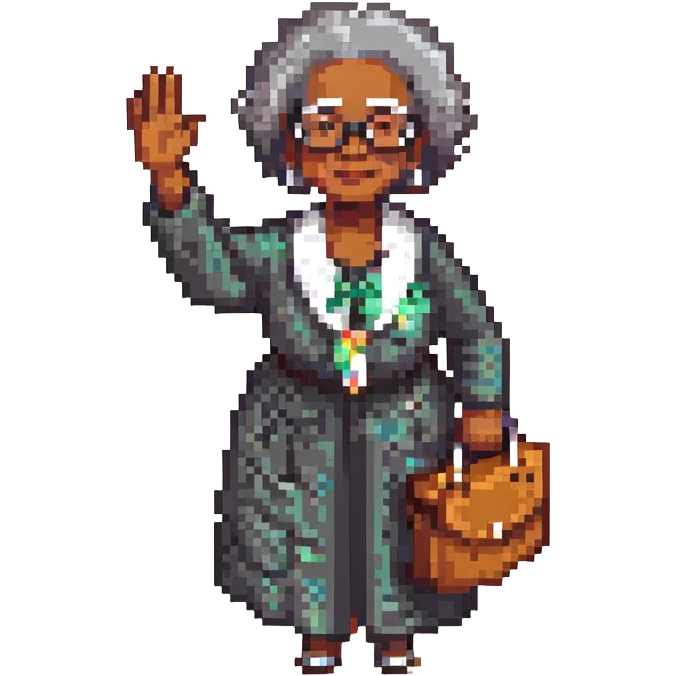 old black woman with glasses waving emoji