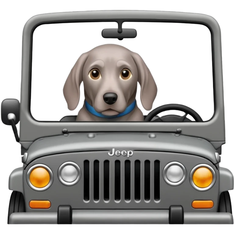 weimaraner in a jeep emoji