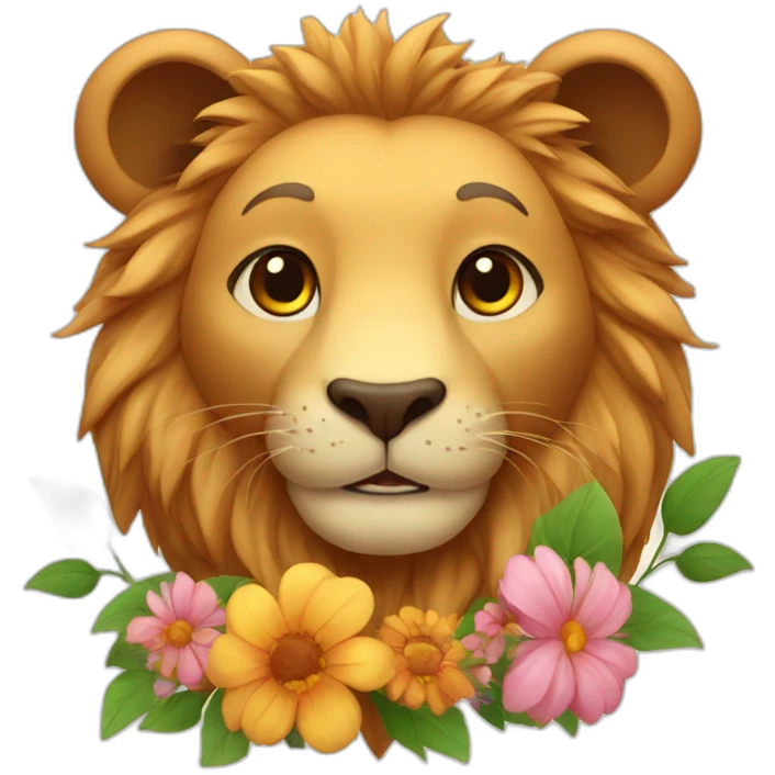 Lion bear with flowers emoji