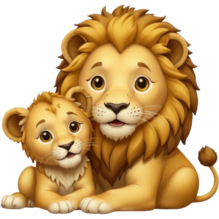 lion with a  cub playing gif emoji