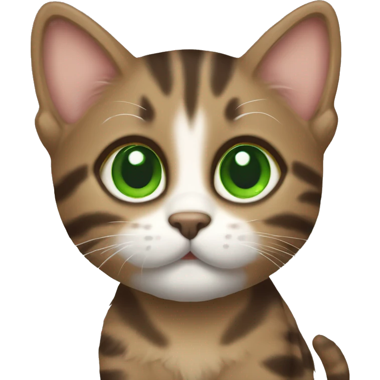 cute brown tabby kitten with green eyes emoji