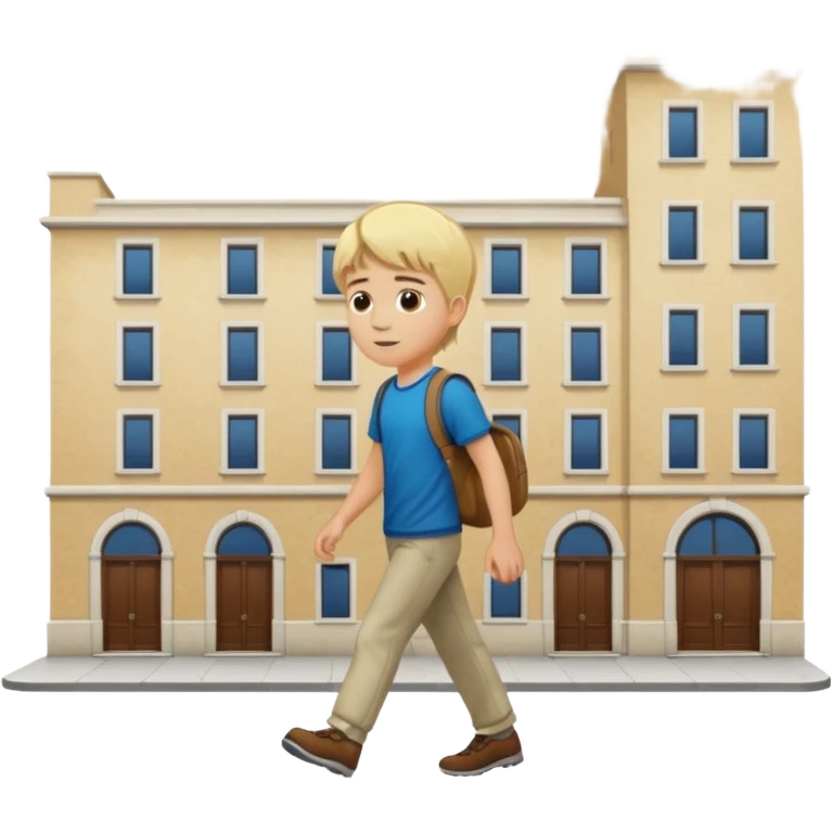 Pasear por madrid de los austrias chico rubio con edificio de fondo emoji