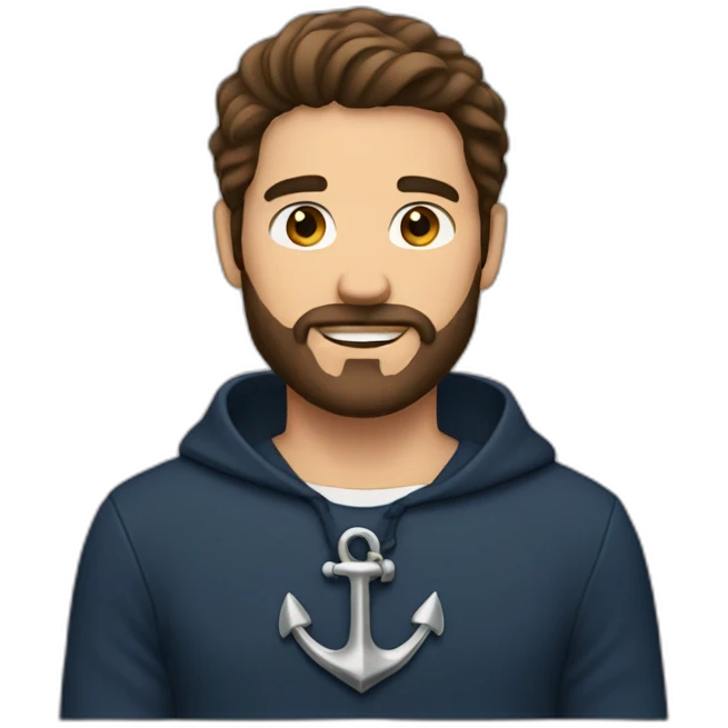 Brown hair man with anchor beard emoji