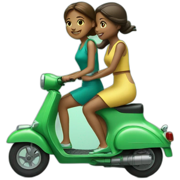 2 girls on a green scooter emoji