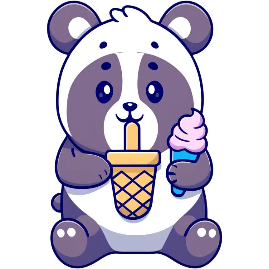Panda eating ice cream emoji