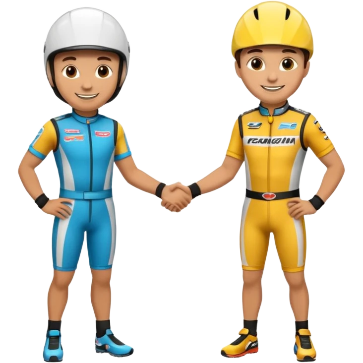 2 racers in gear shaking hands emoji