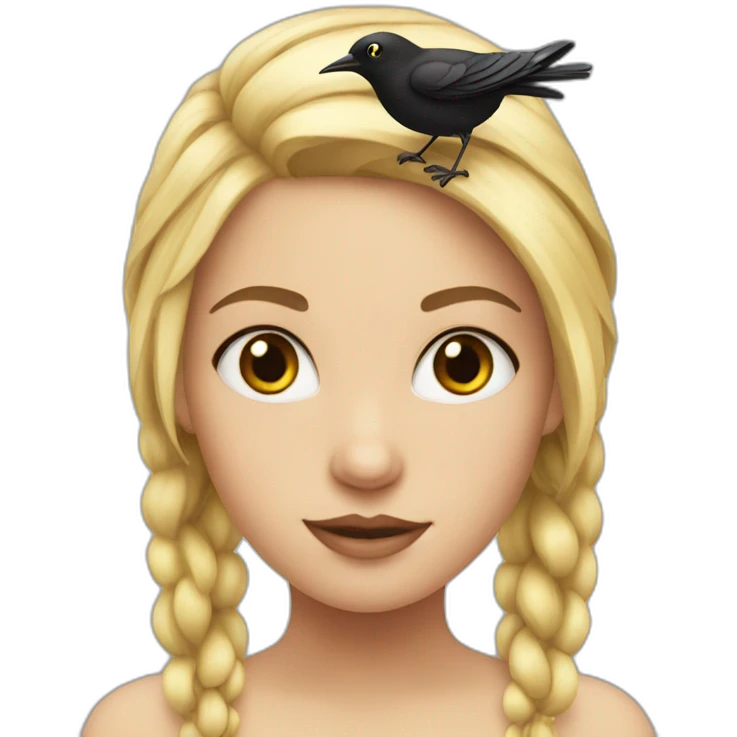 blond girl with a black bird on her head emoji