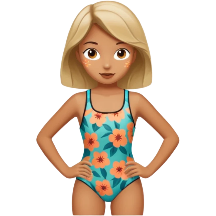 Retro swimsuit with girl emoji