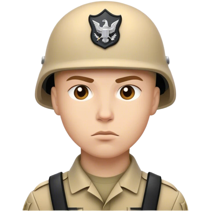 white modern soldier is serious and photorealistic emoji