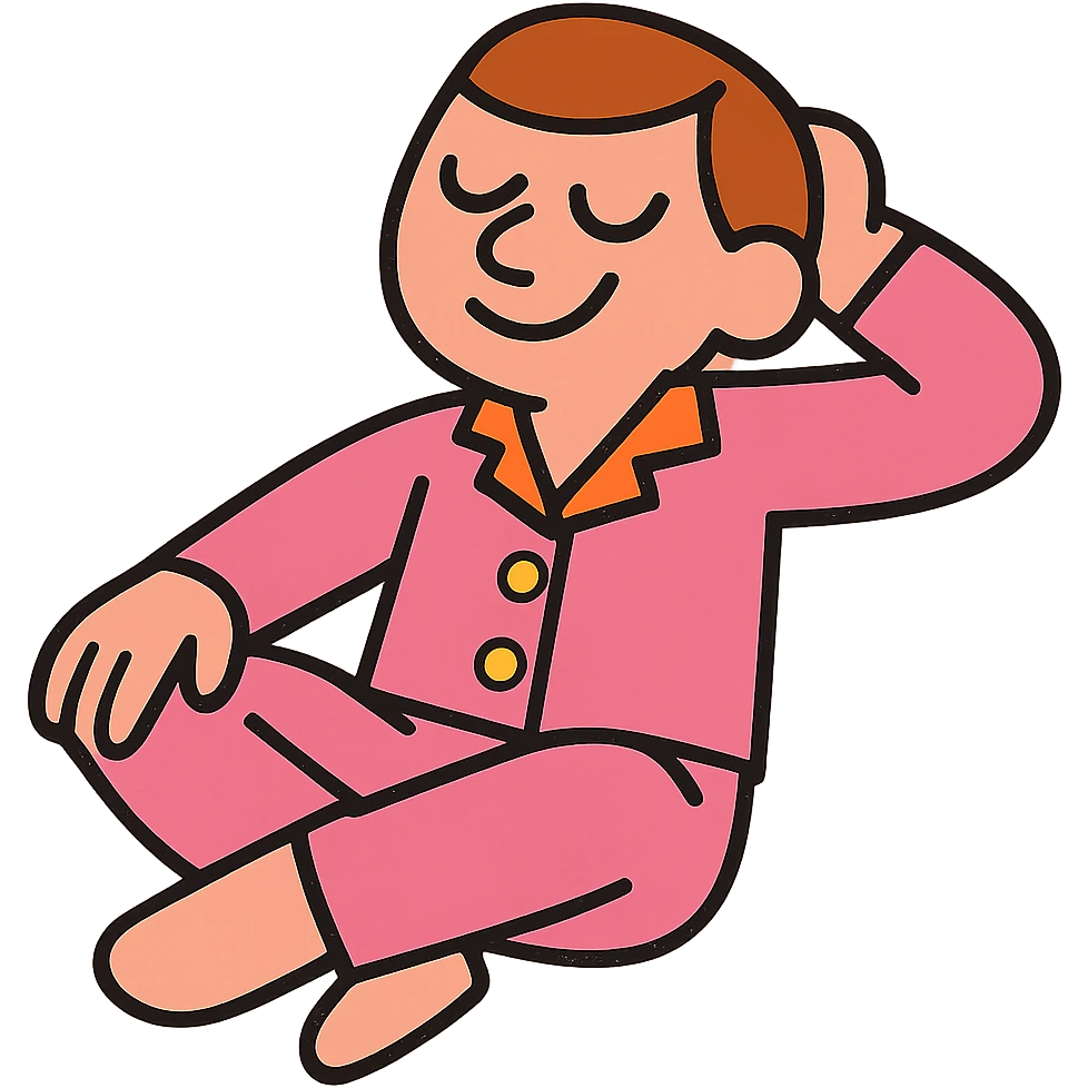 a cartoon figure in pink pajamas, cozy and relaxed emoji