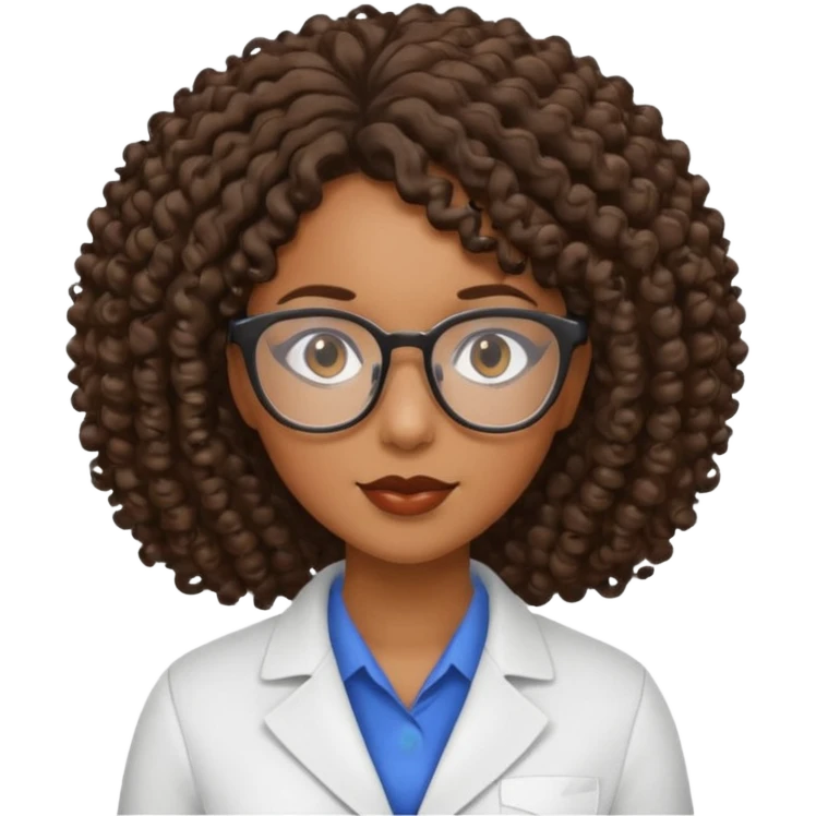 black female specialist with curly hair emoji