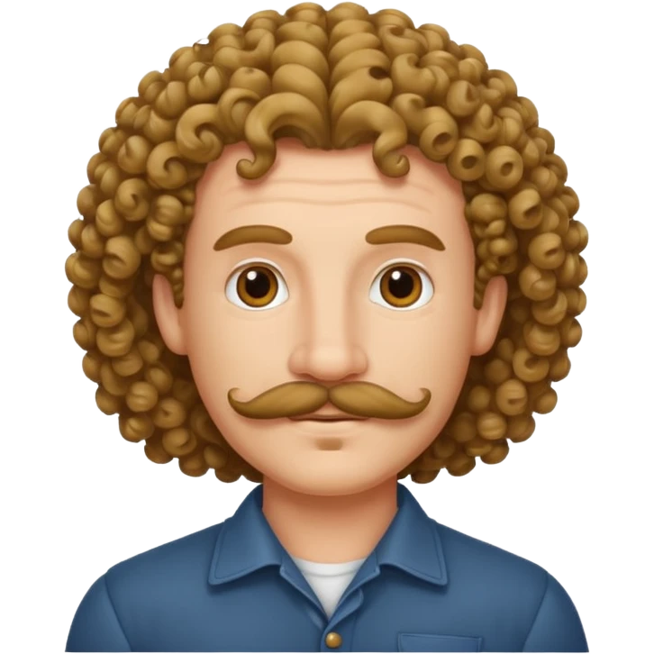 Man with mustache and curly hair emoji