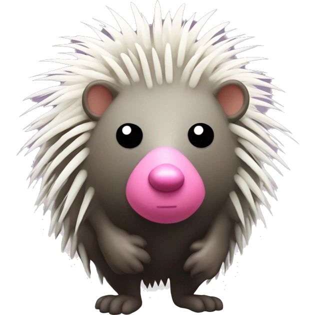 Brazilian porcupine with a big pink nose, and white pricks all over its face and body  emoji