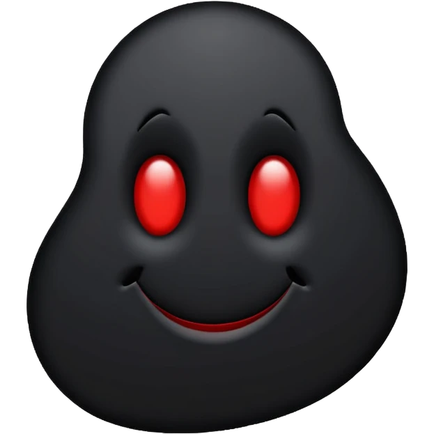 iOS sticker, dark mark, black shape, red dot, minimal emoji
