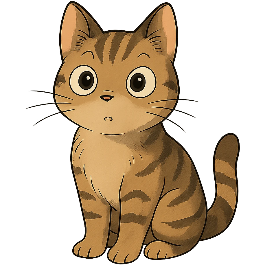 a curious cat with big expressive eyes, ghibli style emoji