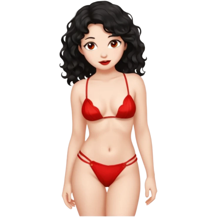 Naked girl, bare chest, bare hips, shy, black wavy hair, naked, no cloths, red cheeks, full body naked, stripper emoji