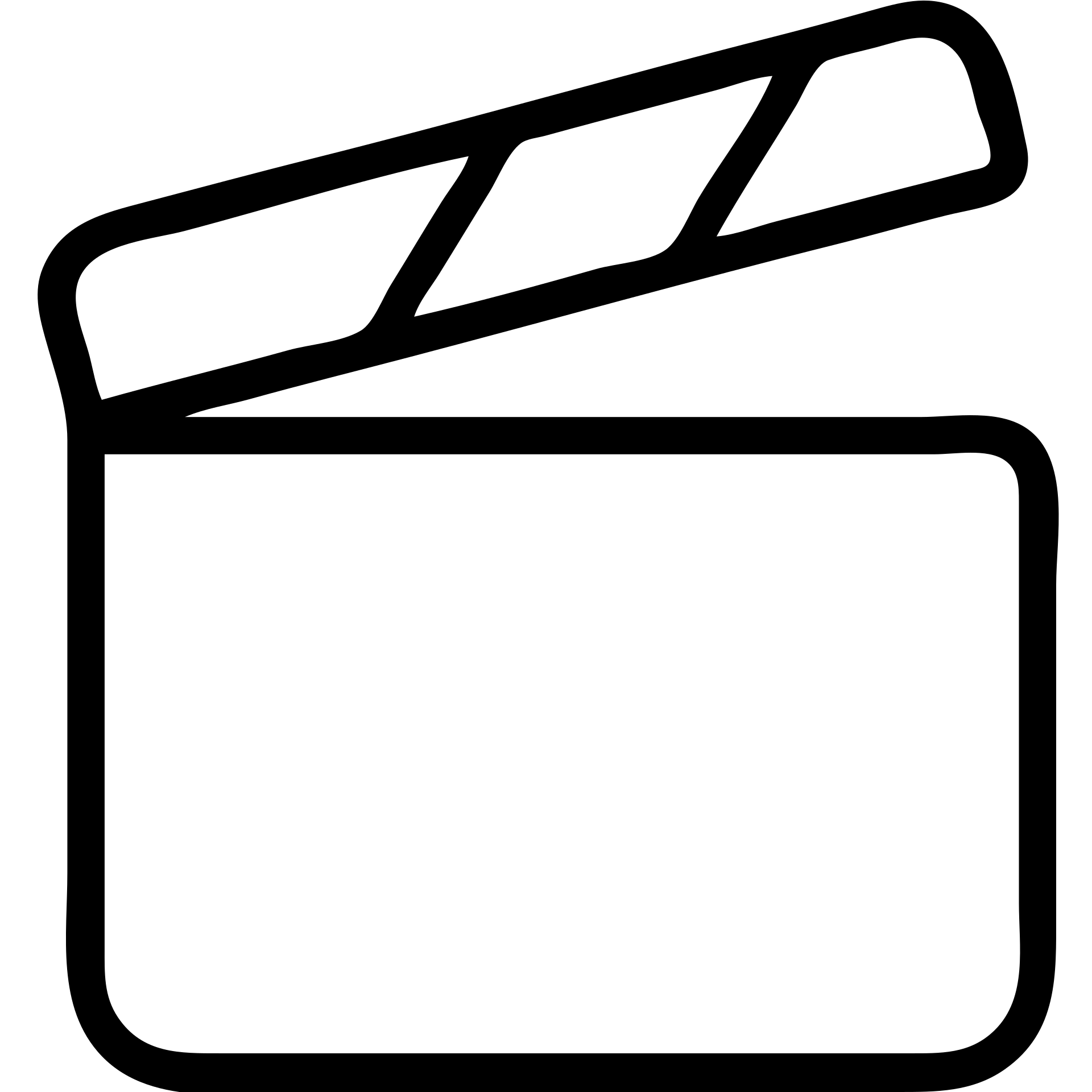 Ultra simplified movie clapper board with two simple rectangles and a diagonal line emoji