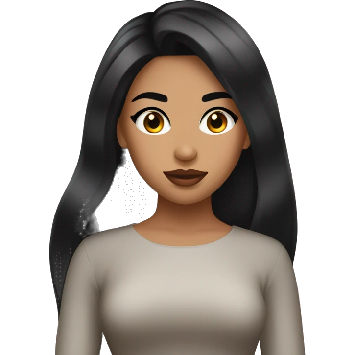 A girl with olive skin and nice thick brows and long black hair and long lashes and nice lips emoji